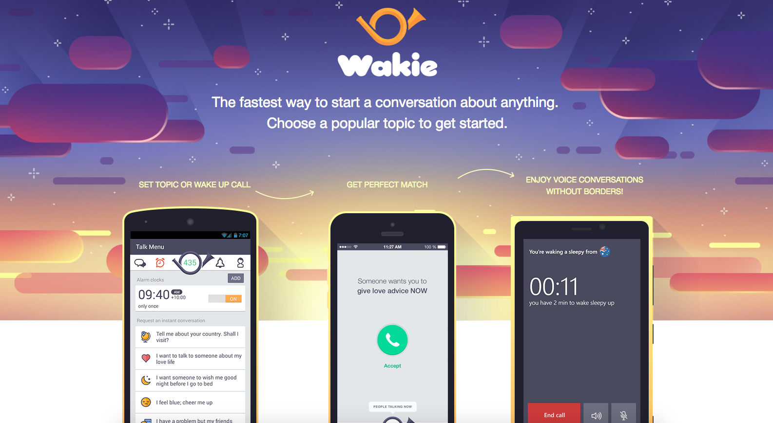 wakie mobilna aplikacija
