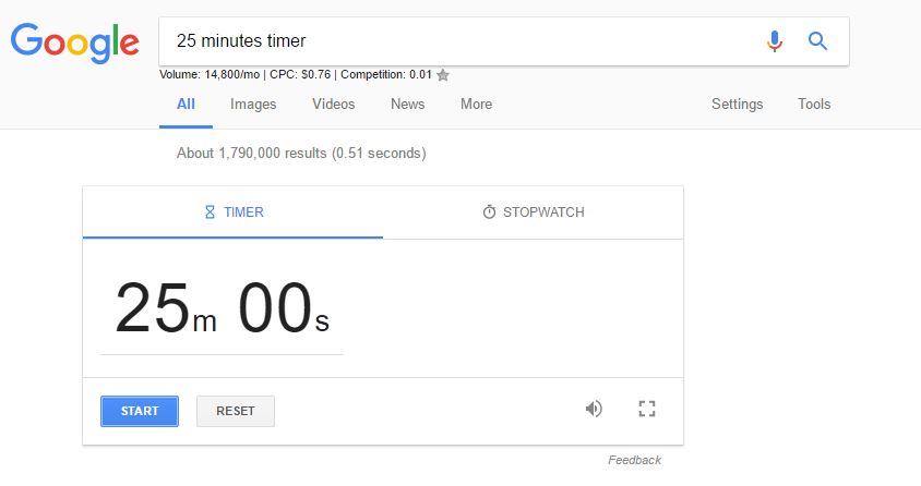 skriveni Google alati - Google Timer