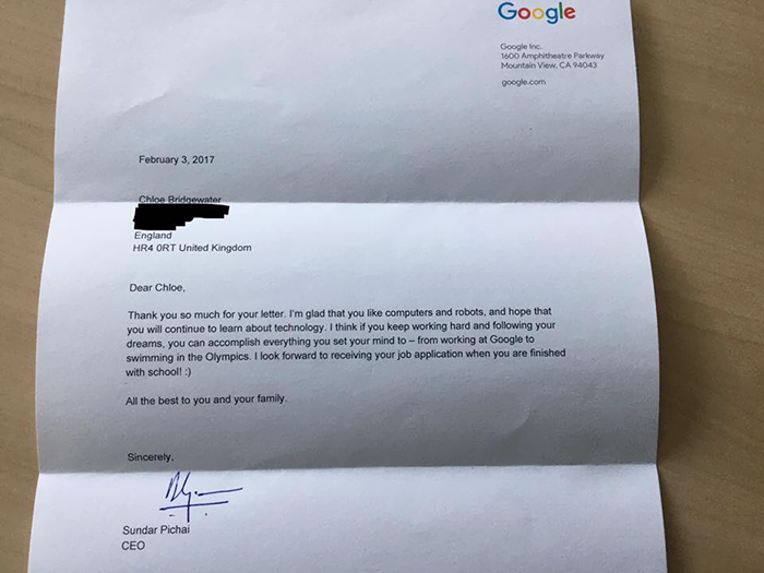 Google CEO odgovorio djevojcici na aplikaciju