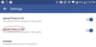 fb hd video upload za android