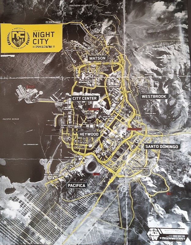 fizička mapa Night Cityja